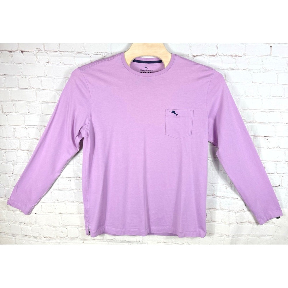 Tommy Bahama Pullover Shirt Men's Size Large Lavender Long Sleeve Pima Cotton